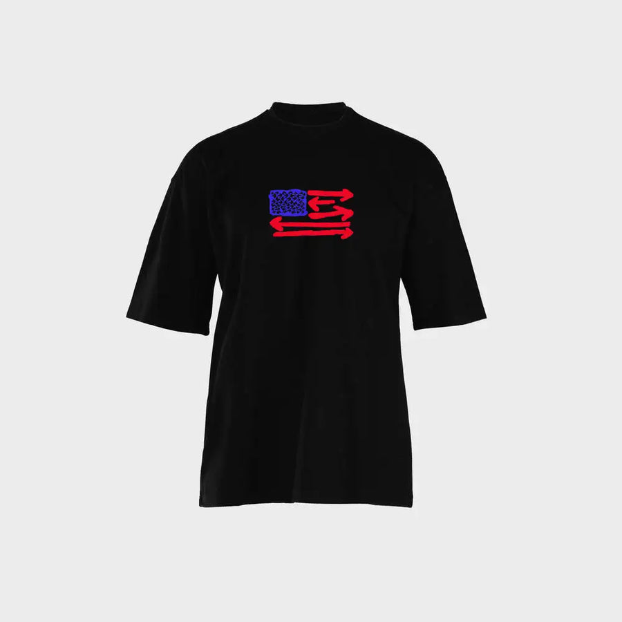 USA Sketch Flag T-Shirt – تيشيرت علم أمريكا المرسوم بخطوط فنية