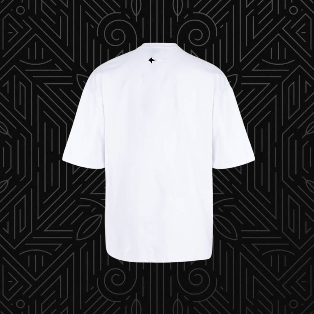 ظهر تيشيرت NOVUS FRANK'S GYM الأبيض سادة مع نجمة NOVUS السوداء تحت الياقة