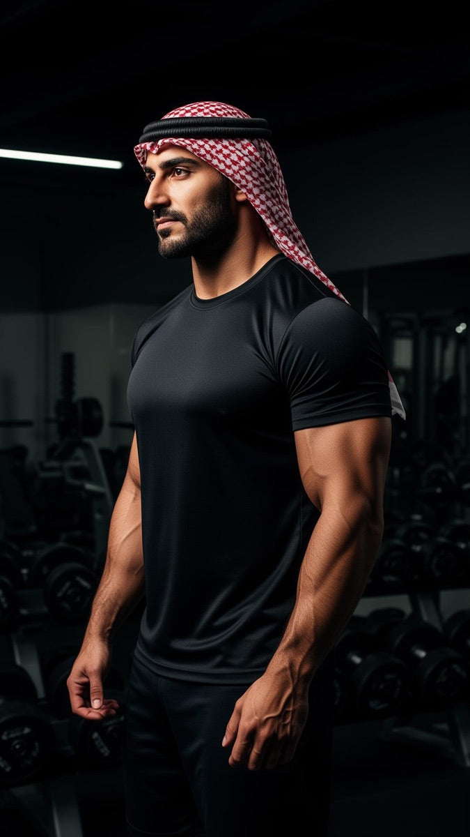 Athlete wearing a NOVUS tee in the gym